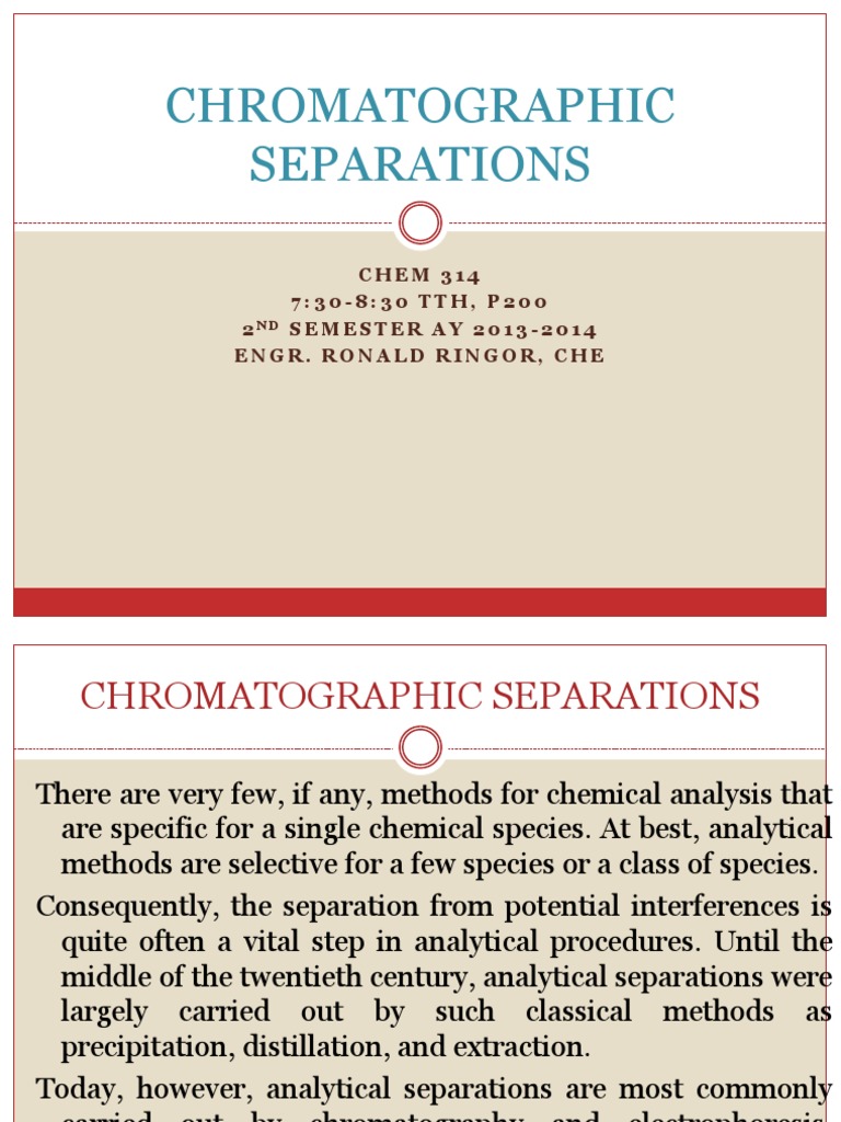 Chromatographic Separation PDF | PDF | Chromatography | Unit Operations