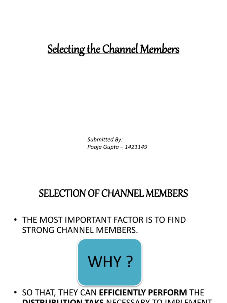 Selecting Channel Members PDF Retail Microeconomics