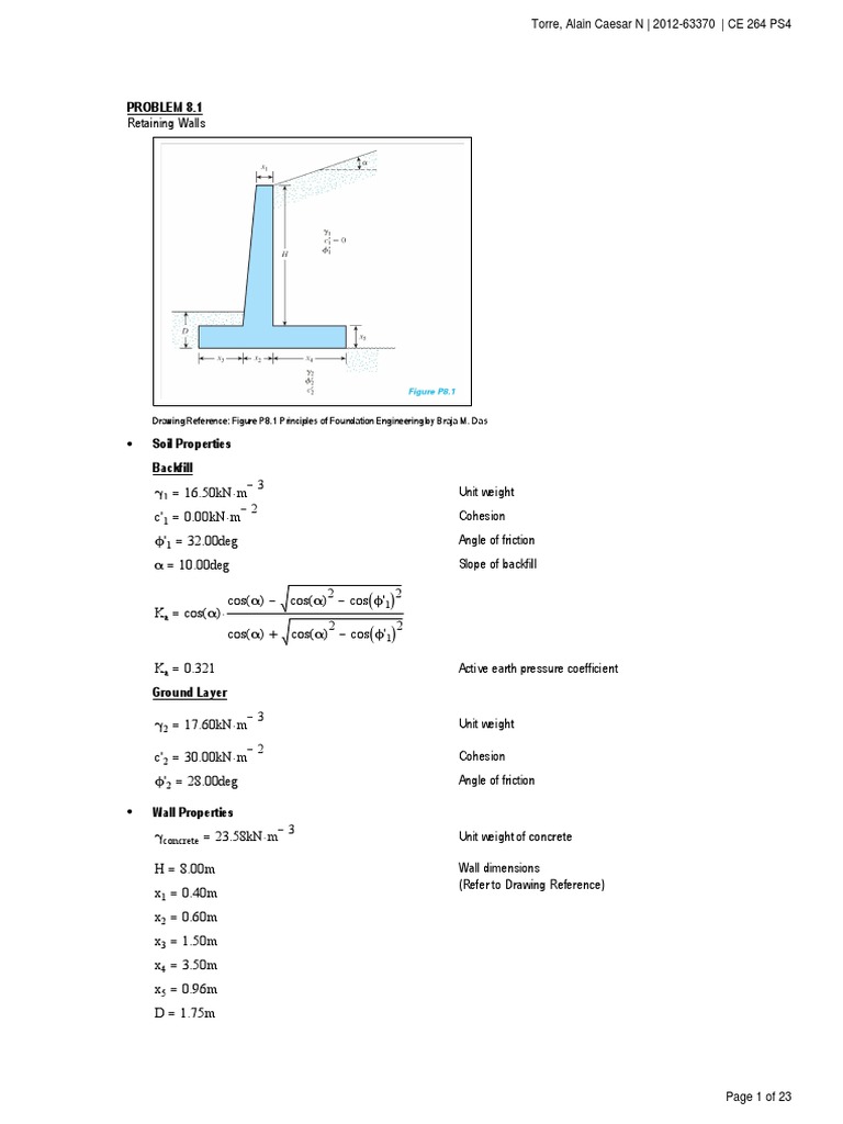 Earth Pressure and Retaining Wall Analysis | PDF | Pressure | Solid ...