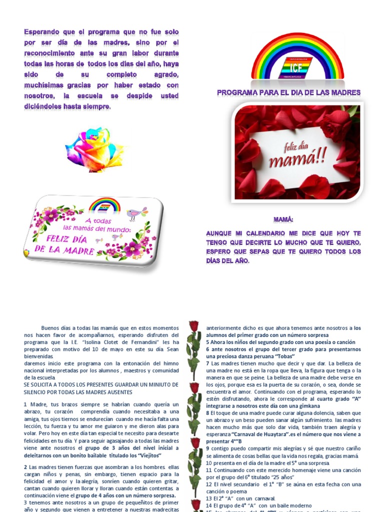 Programa Dia de La Madre | PDF | Amor, image size:768x1024