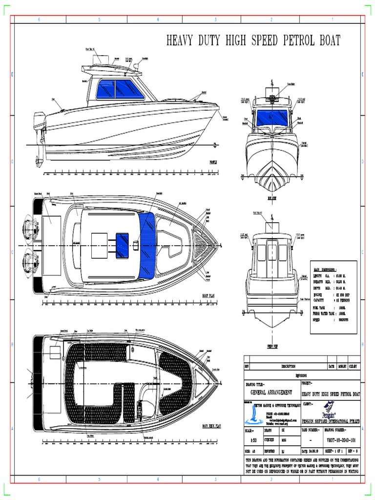 Heavy Duty High Speed Petrol Boat - General Arrangement Plan | PDF