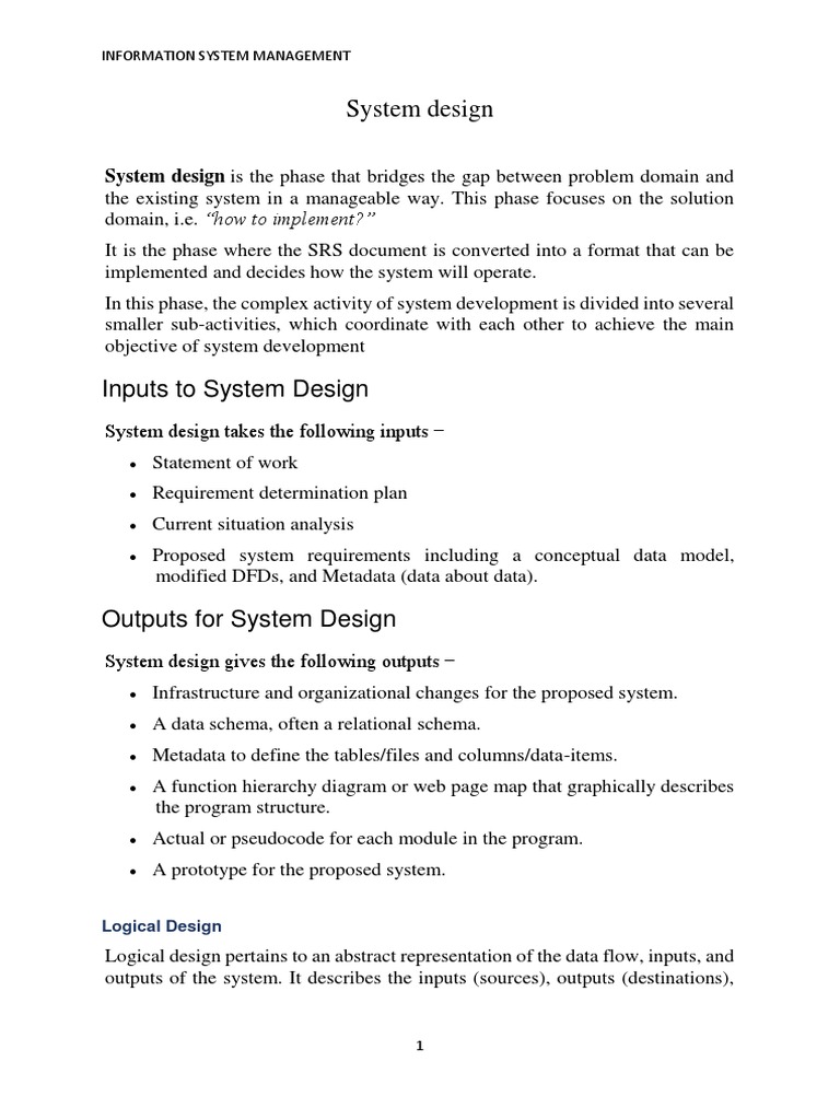 System Design | PDF | Systems Design | System