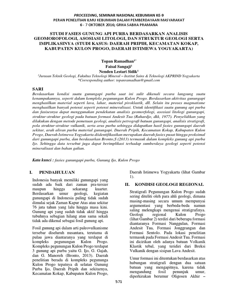 Studi Fasies Gunung Api Purba Kulon Progo | PDF | Sains & Matematika ...