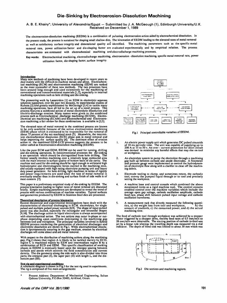 EEDM Process for Die-Sinking Operations | PDF | Machining ...