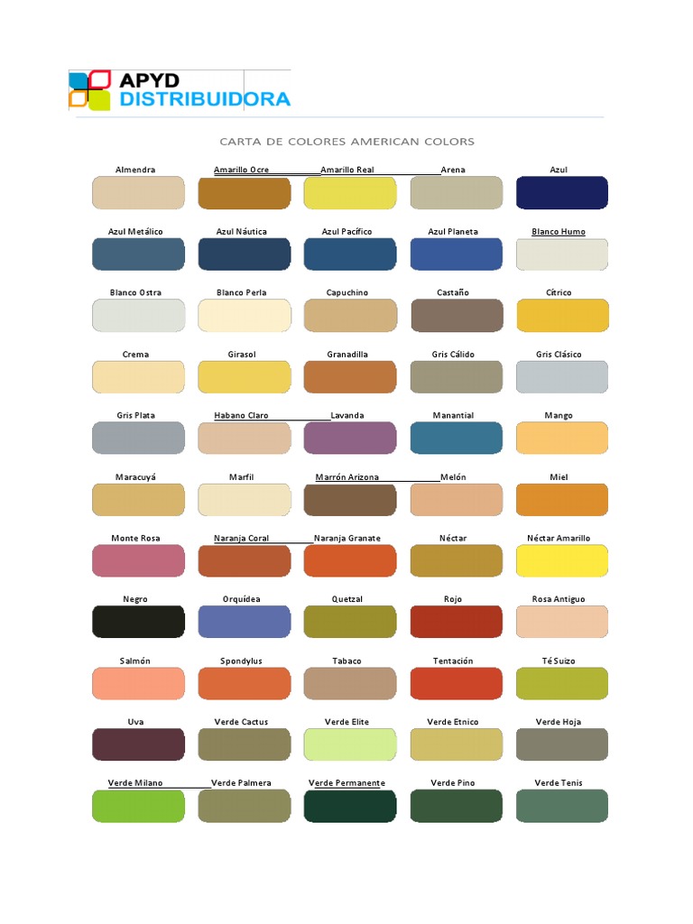 Carta de Colores American Colors | PDF