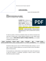 Carta Notarial de Devolución de Equipo de Trabajo