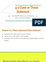 Writing A Claim or Thesis Statement