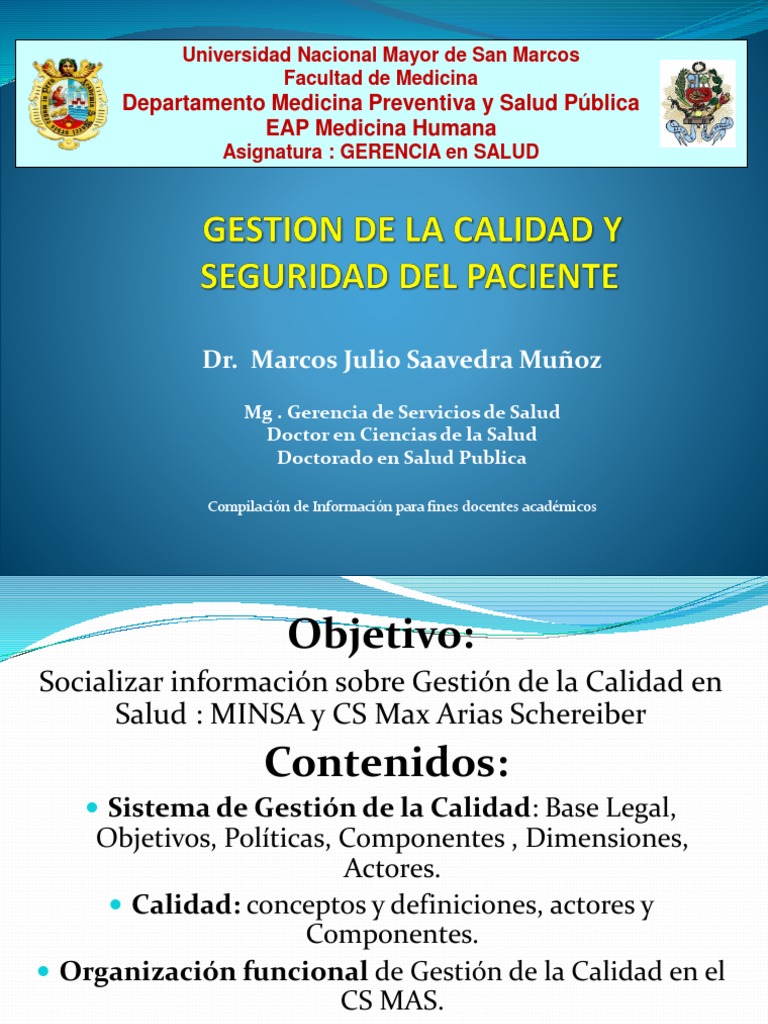 Gestión de Calidad en Salud MINSA | PDF | Gestión de la calidad ...