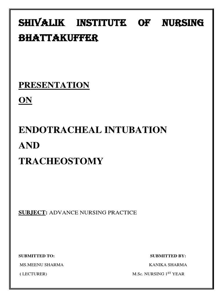 Endotracheal Intubation Procedure Guide | PDF | Respiratory Tract ...
