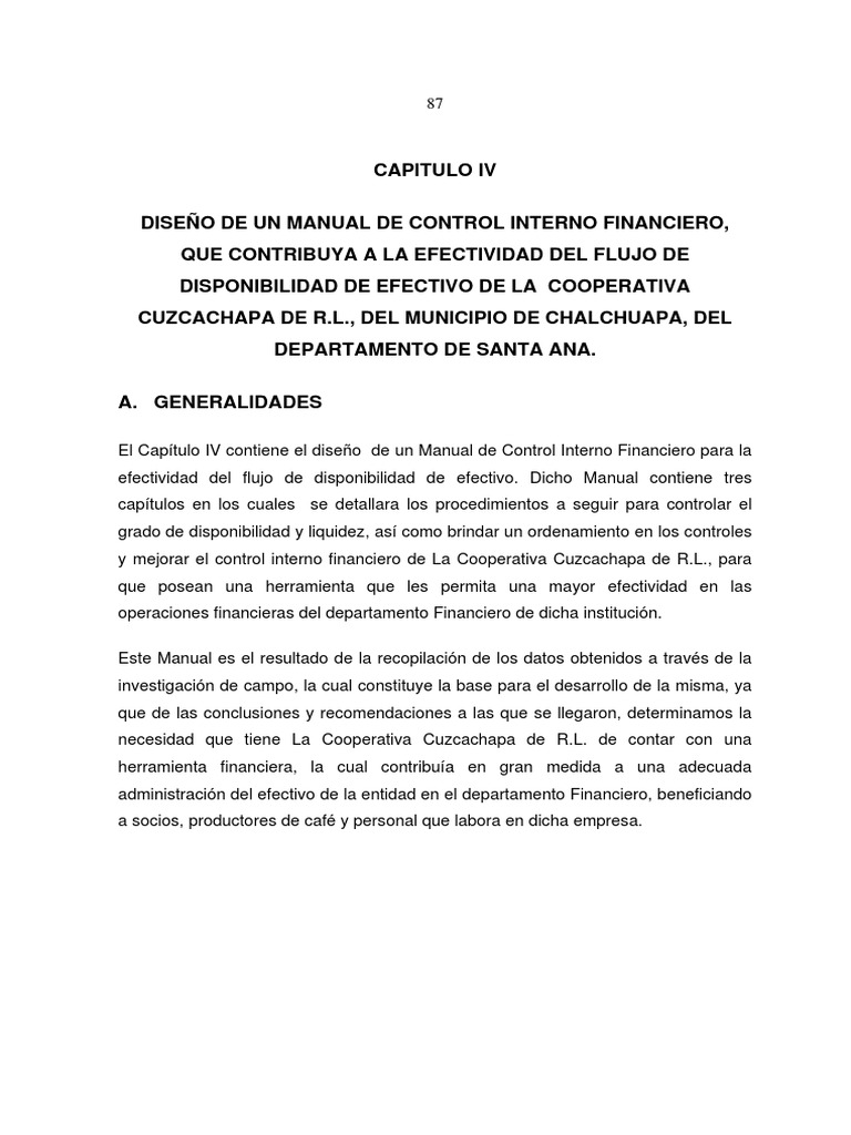 Control Interno Coop Cuzcachapa PDF | PDF | Cooperativa | Contabilidad