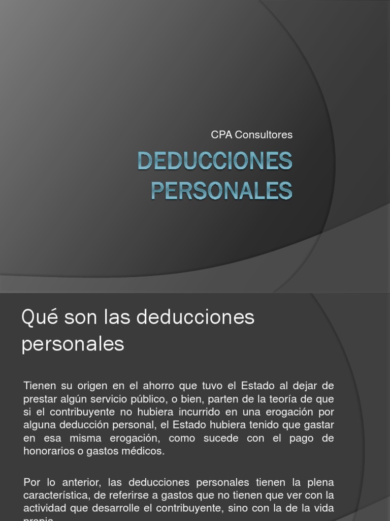 Deducciones Personales en ISR | PDF | Salario | Impuestos