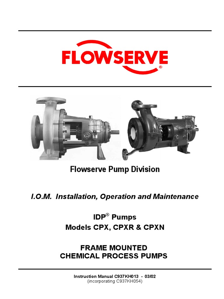 Flowserve CPX CPXR CPXN Manual PDF PDF Pump Transmission (Mechanics)