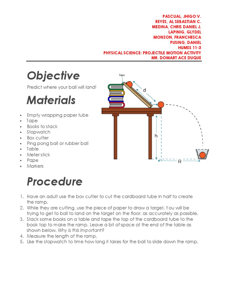 Projectile Motion Activity Guide | PDF