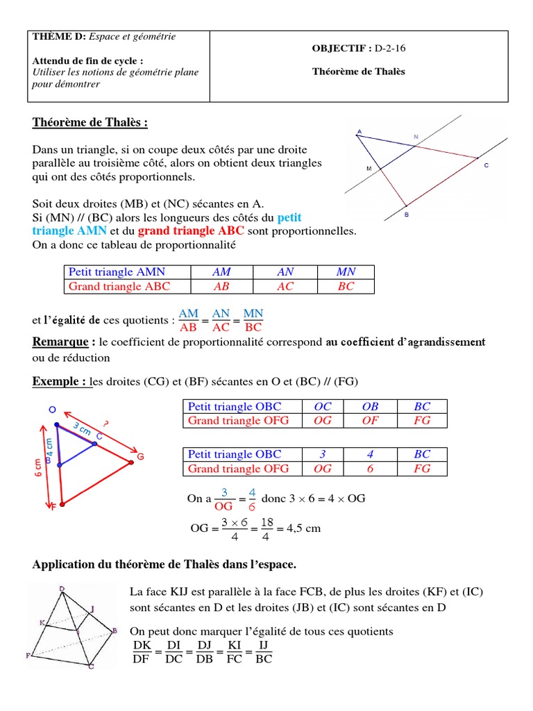 Math Cahier D exercice Page De Garde Thales Leçon Théoreme de Thalès | PDF | Triangle | Géométrie