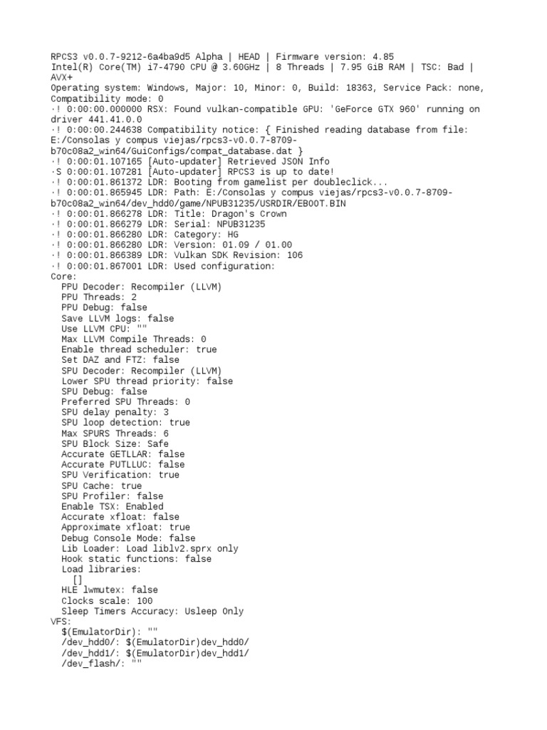 RPCS3 Log PDF Shader Cache
