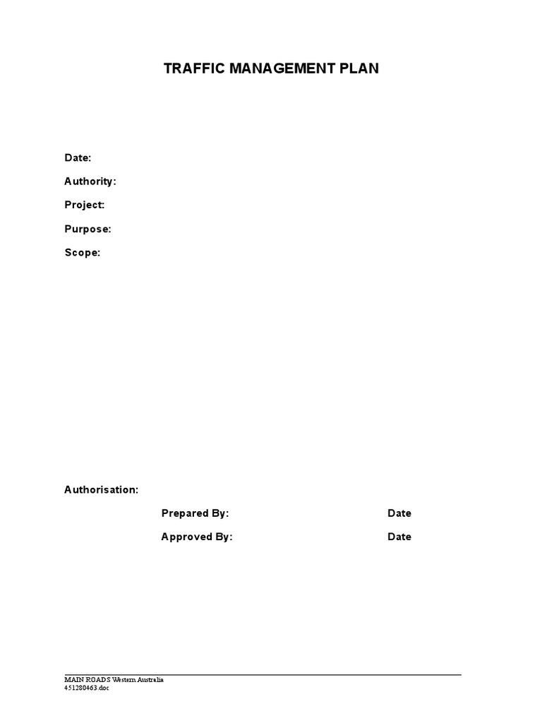 A Copy Of Sample Traffic Management Plan PDF Traffic Road