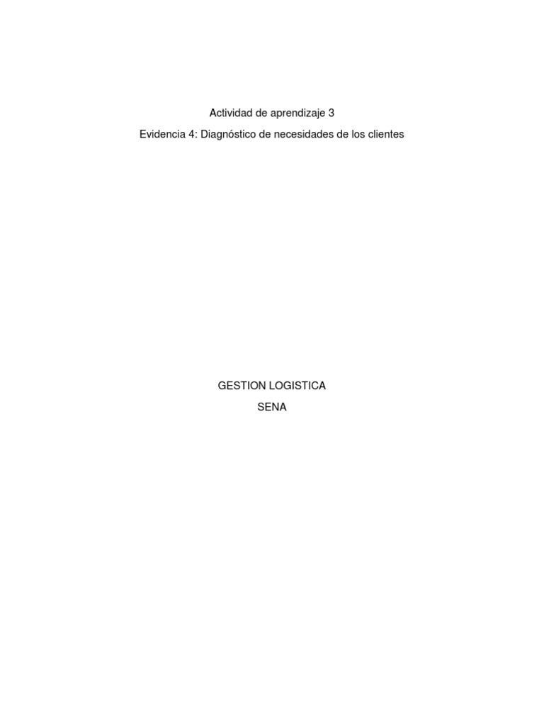 Evidenacia 4 Diagnostico de Las Necesidades de Los Clientes | PDF ...