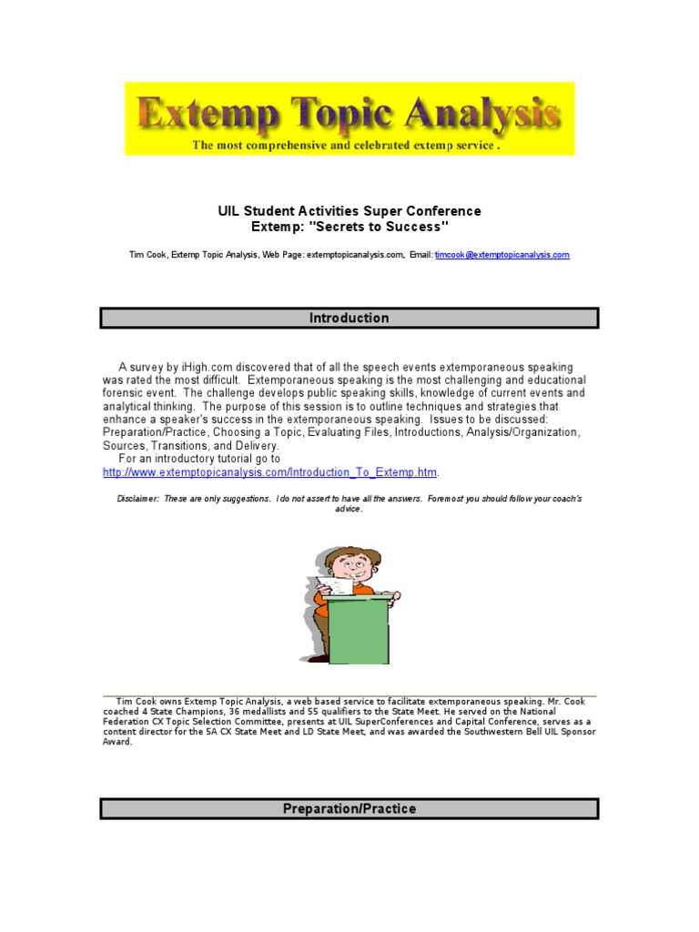 Extemporaneous Speaking Success Tips | PDF | Balance Of Trade | Question