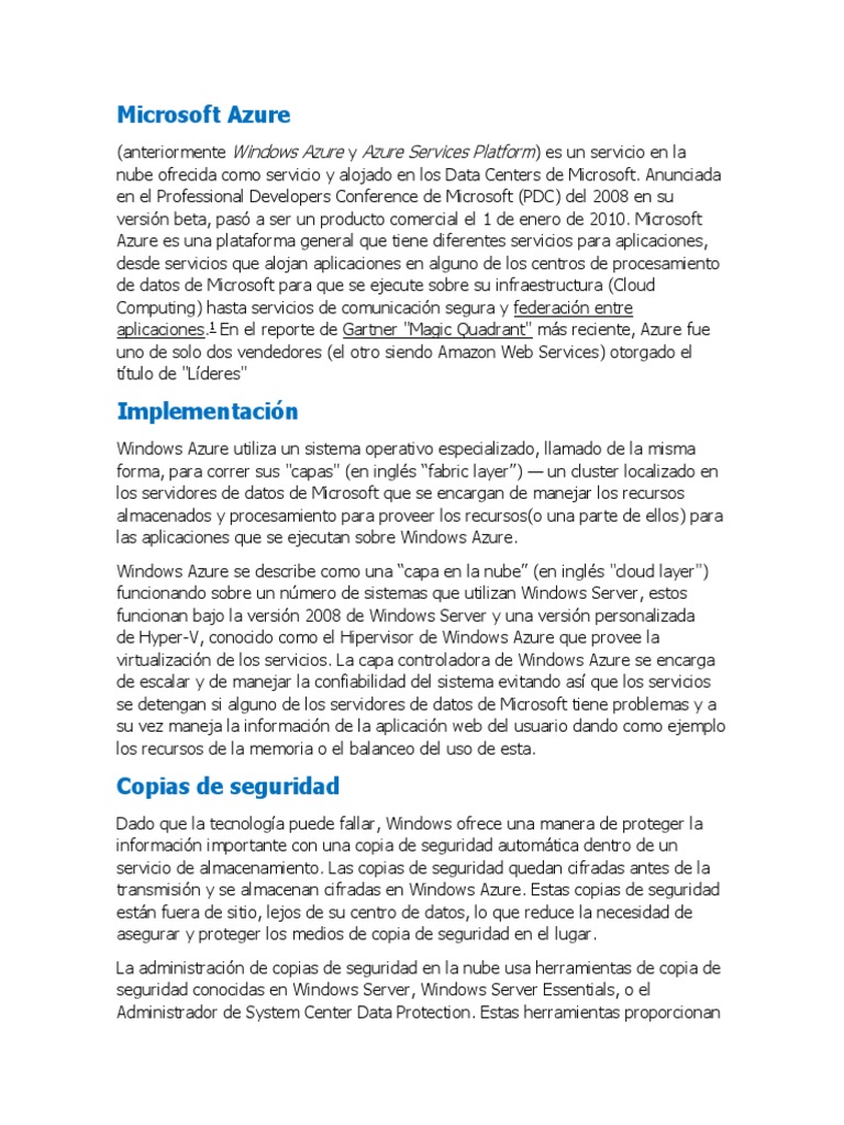 Ventajas y Servicios de Microsoft Azure | PDF | Microsoft Azure | Microsoft