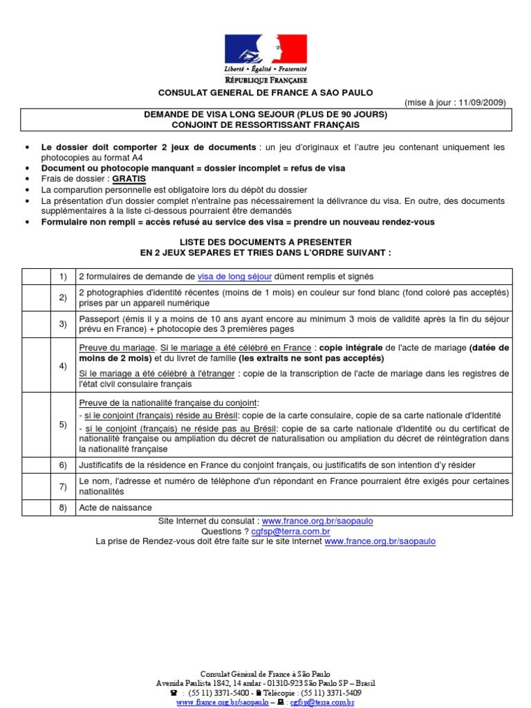 Consulat General De France A Tunis Visa De Court France