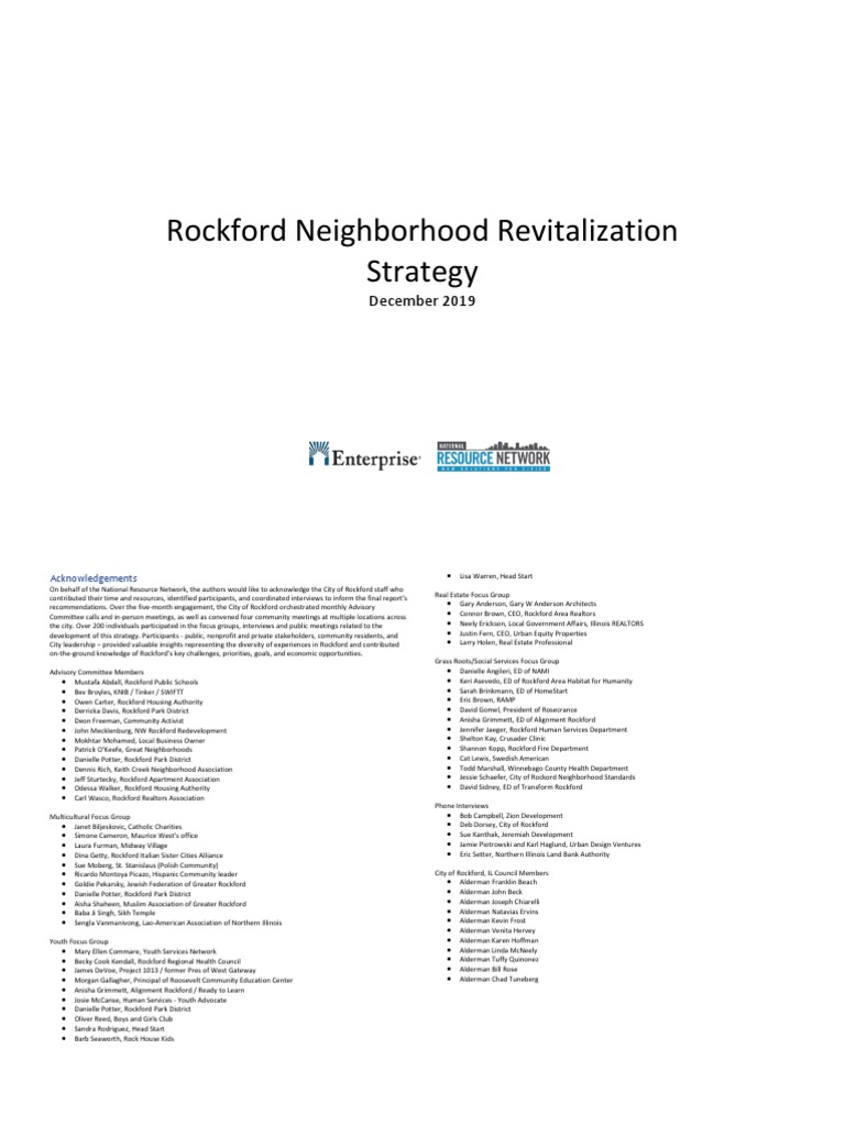Rockford Neighborhood Revitalization Strategy PDF Landlord Community