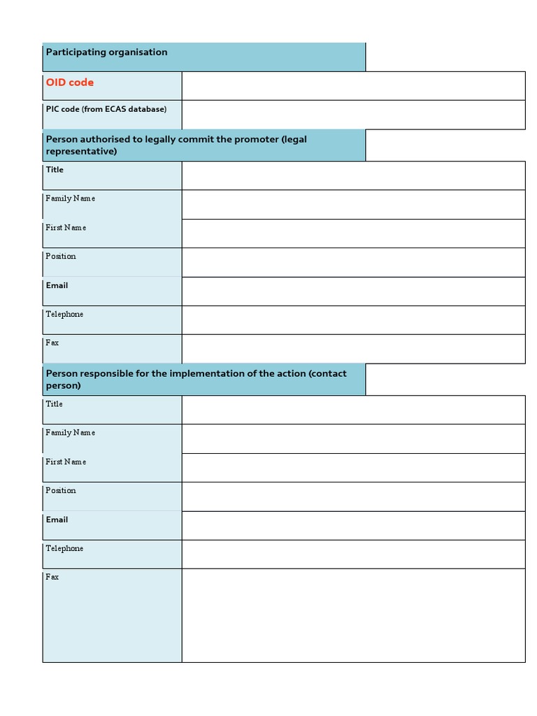Erasmus+ Partner Identification Form | PDF