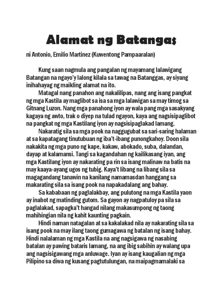 Alamat NG Batangas | PDF