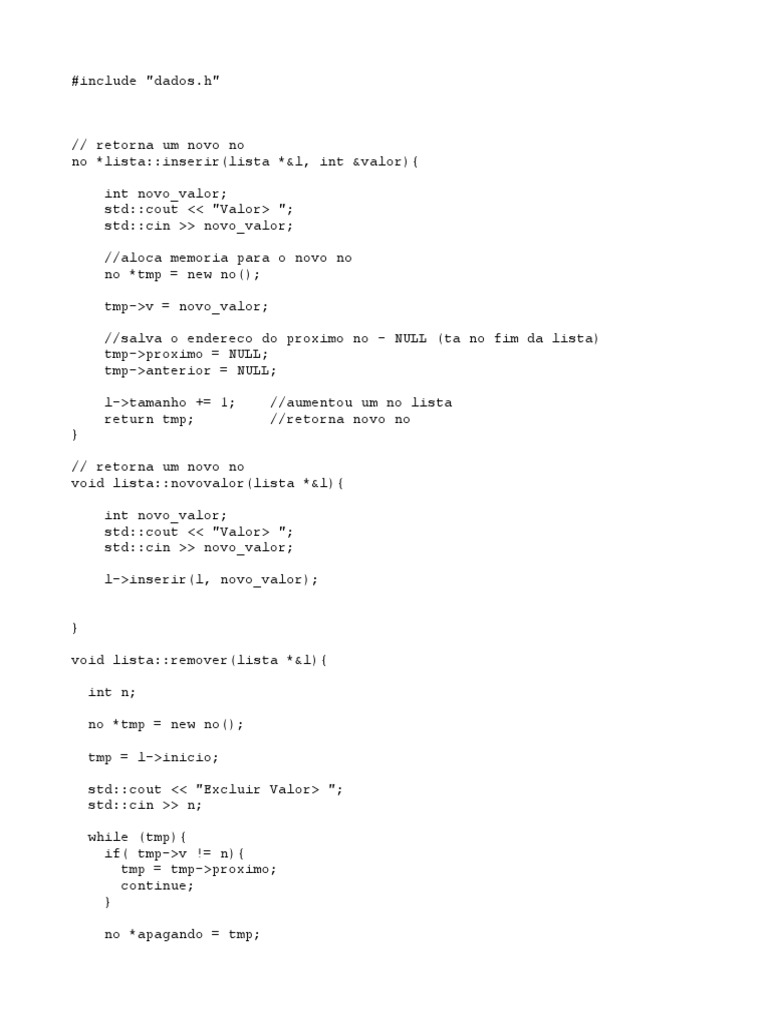 Exemplos de Manipulação de Listas em C++ | PDF | Ponteiro (programação ...