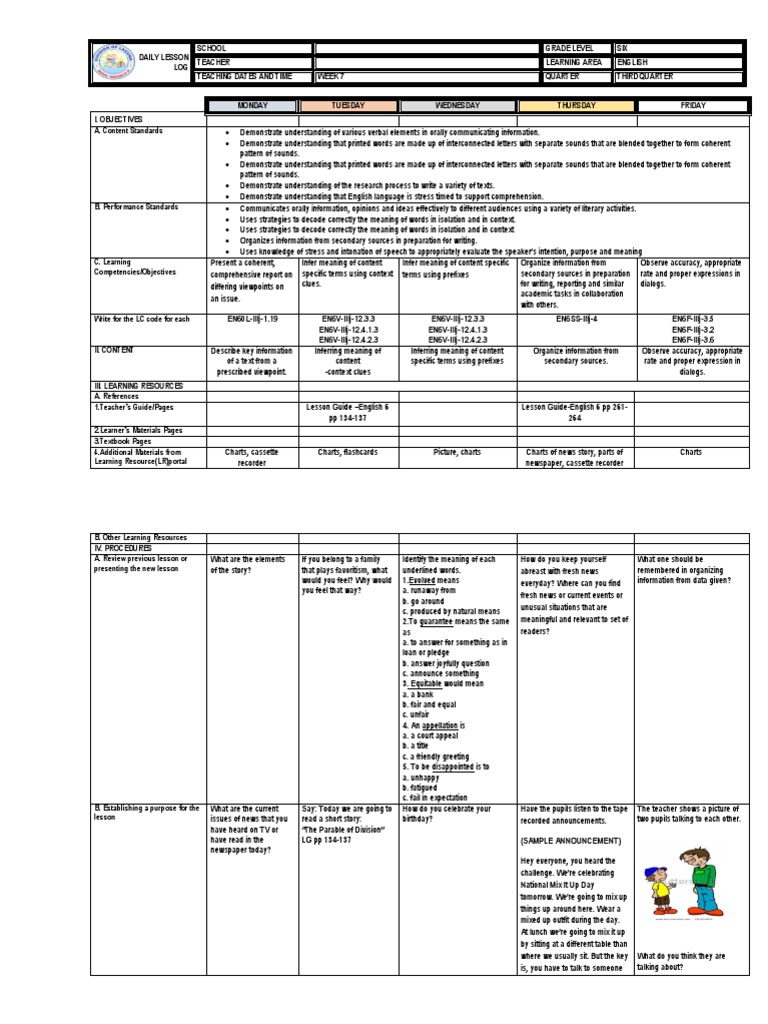 Grade 6 Week 7 | PDF | Reading Comprehension | Cognitive Science