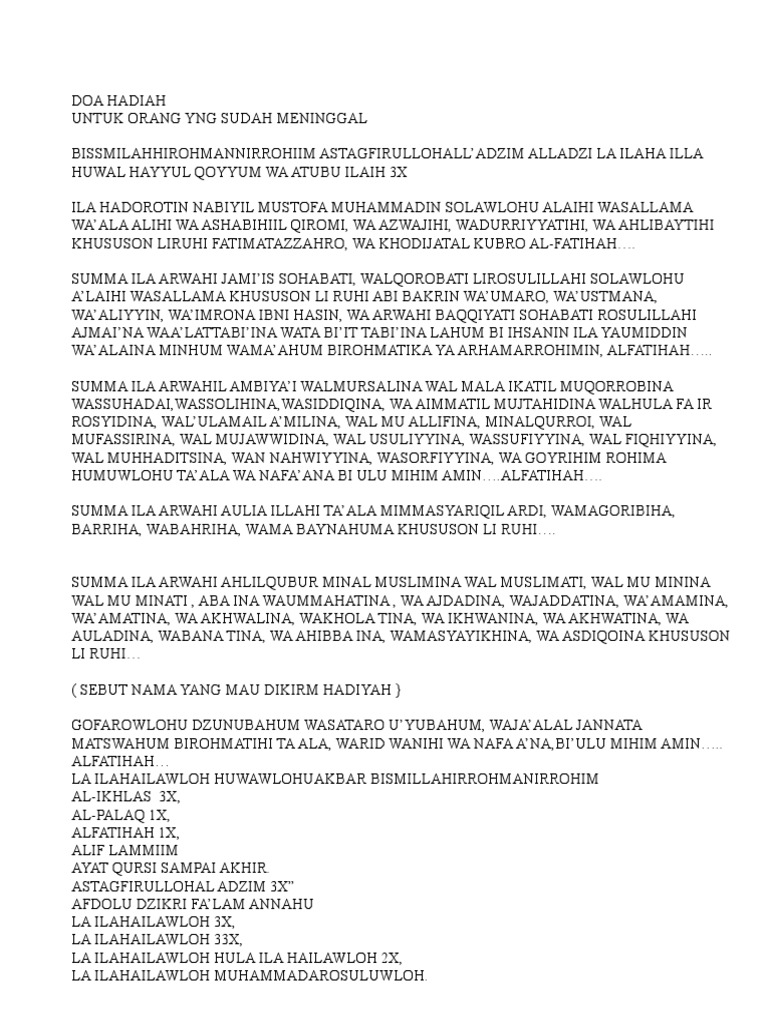 Doa Hadiah Orang Yang Meninggal Pdf