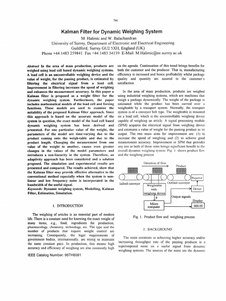 Kalman Filter For Dynamic Weighing System | PDF | Kalman Filter ...