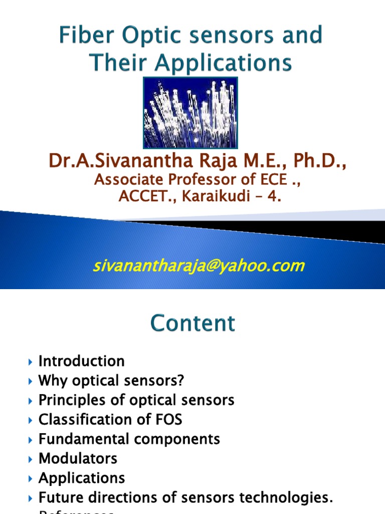 Applications of Fiber Optic Sensors | PDF | Optical Fiber | Sensor