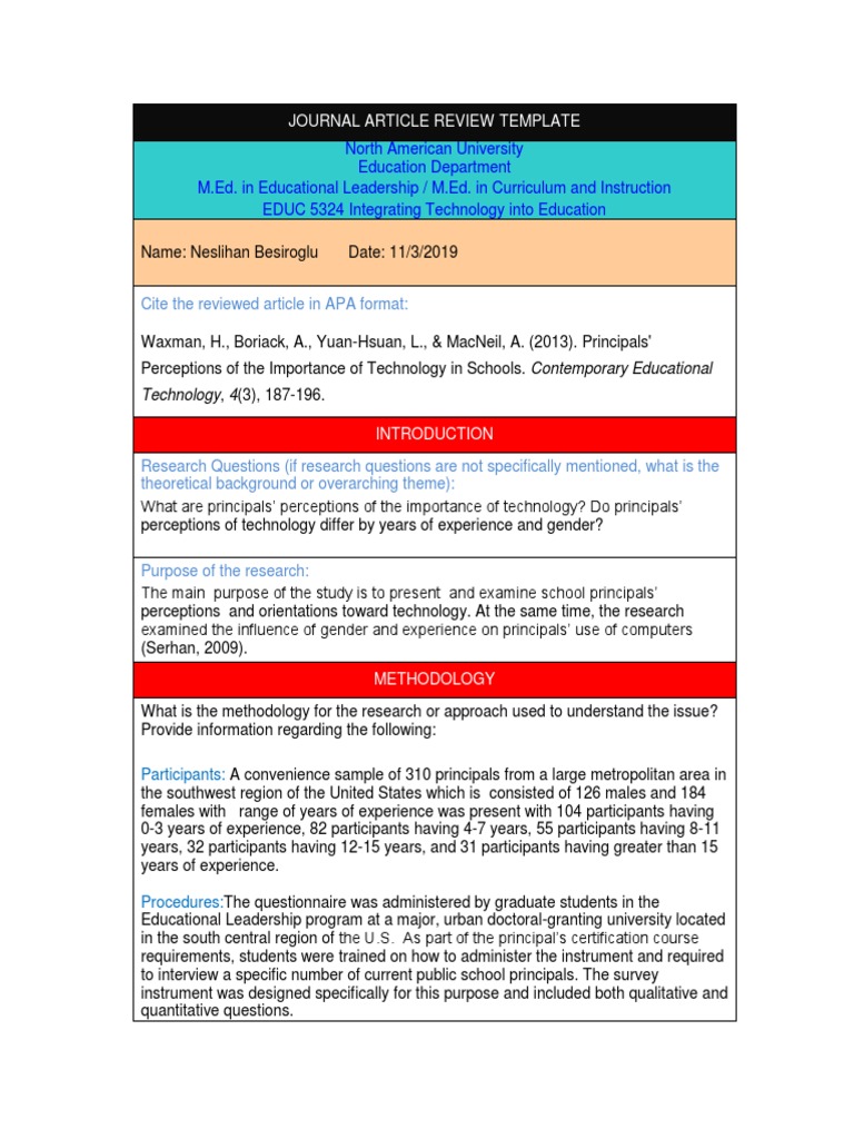 Article Review: Tech in Education Leadership | PDF | Data | Teachers