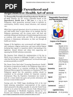 Responsible Parenthood and Reproductive Health Act of 2012 