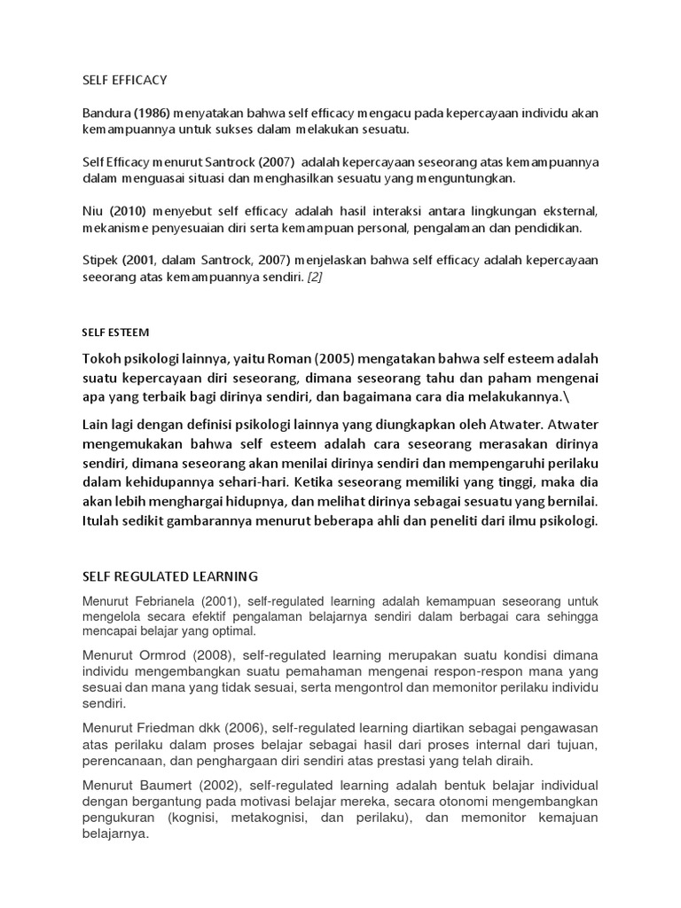 Pengertian dan Teori Self Efficacy | PDF