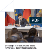 Declarație Istorică Privind Pacea În Ucraina. Semnificații Regionale