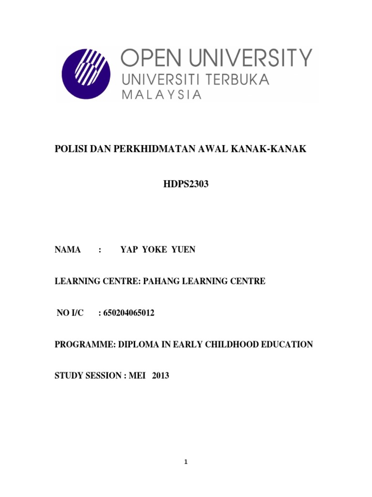 Polisi Dan Perkhidmatan Awal Kanak Kanak Pdf