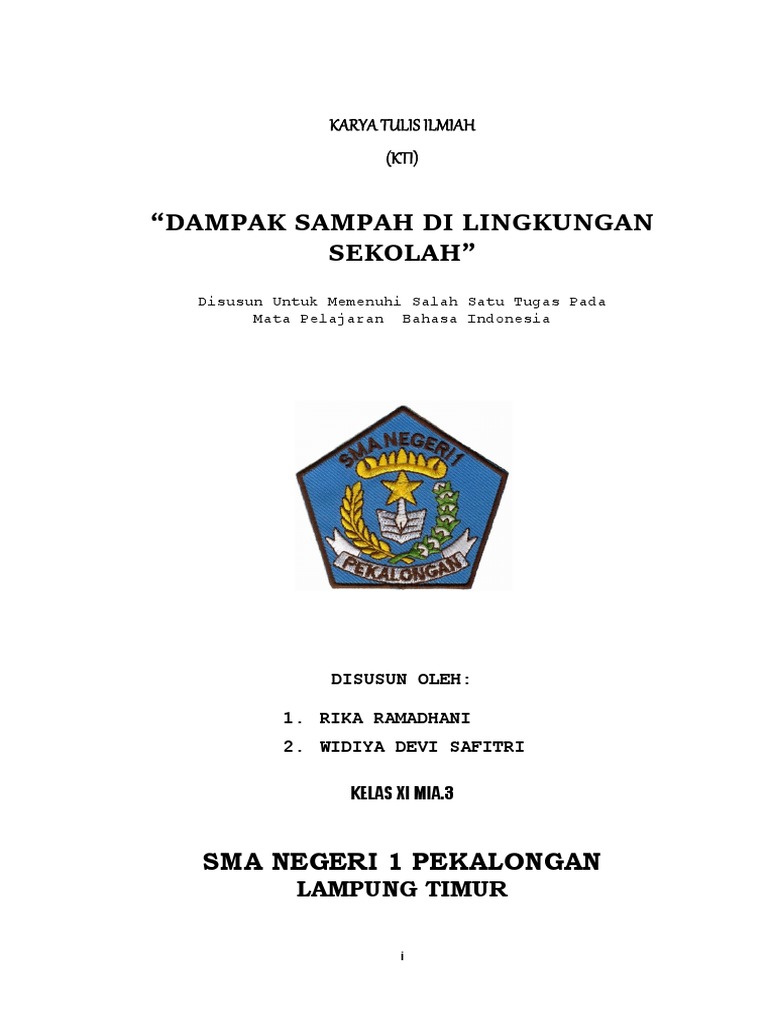 Karya Tulis Ilmiah Dampak Sampah Di Lingkungan Sekolah