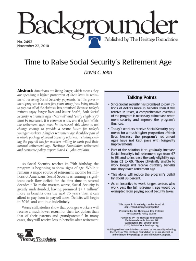 Time To Raise The Social Security Retirement Age | PDF | Social ...