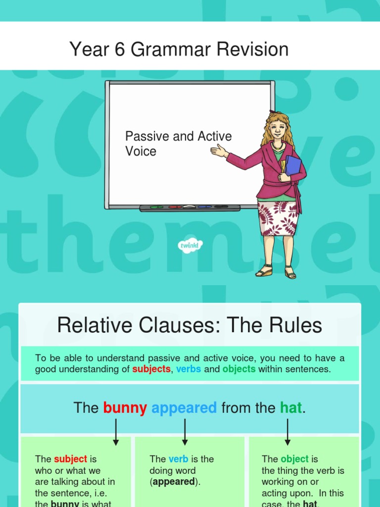 Year 6 Grammer Revision Guide and Quick Quiz Passive and Active Voice ...