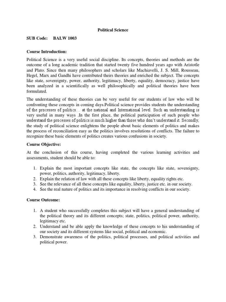 Political Science Syllabus | PDF | Political Science | Ethical Principles