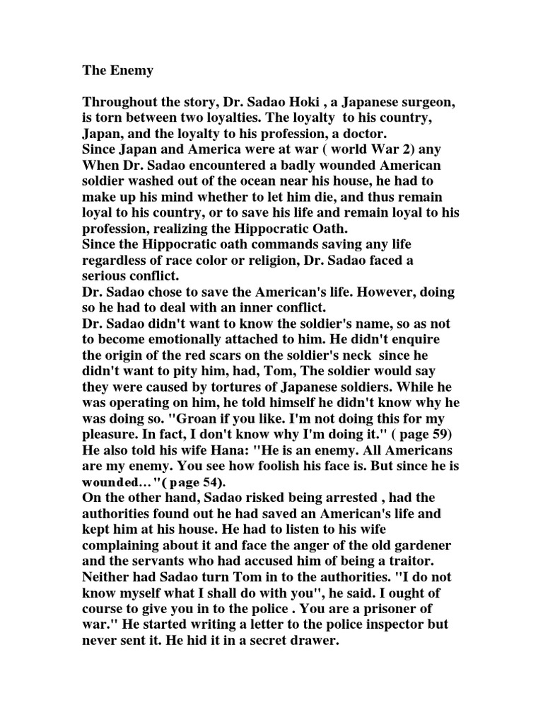 The Enemy סיכום טלי PDF Violence Unrest