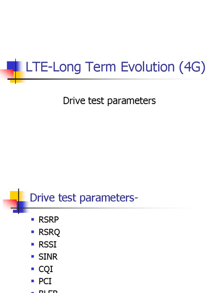 LTE Drive Test Parameters Overview | PDF | Computers | Technology ...