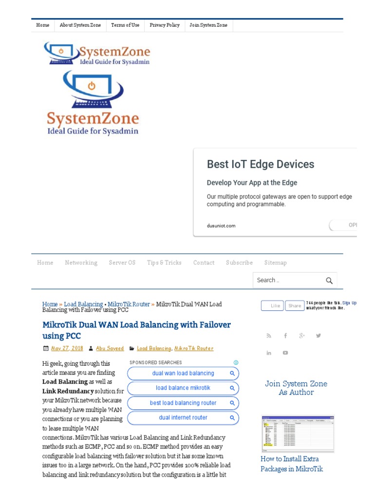 MikroTik Dual WAN Load Balancing With Failover Using PCC - System Zone ...