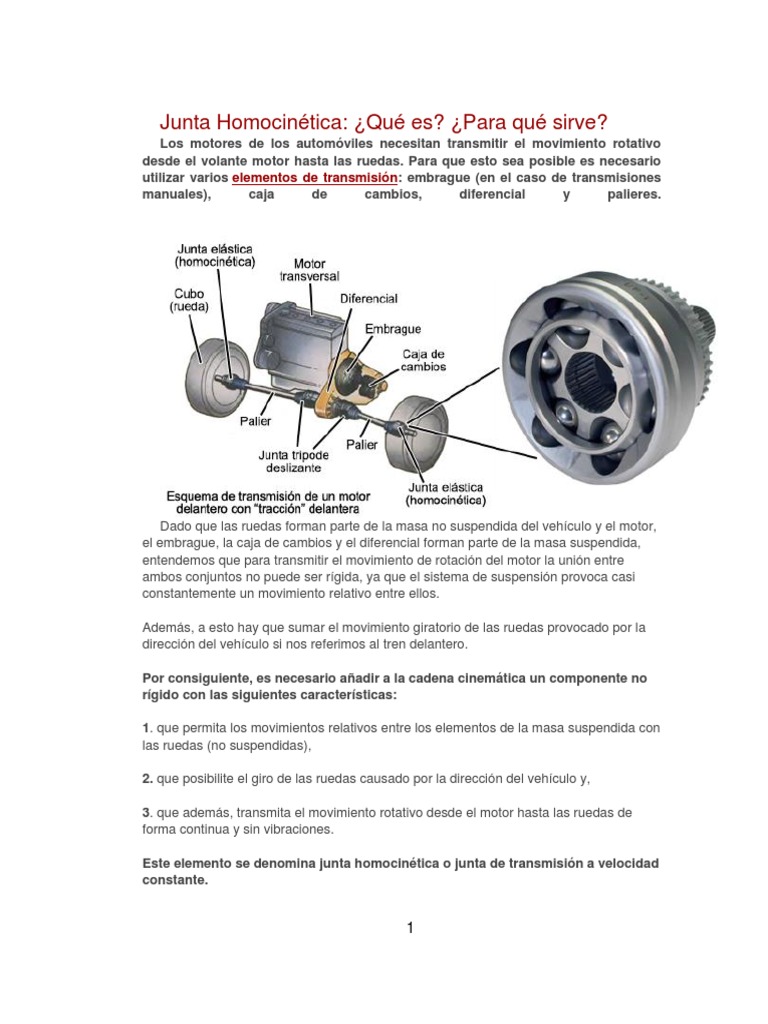 FUNCIONES DE Junta Homocinetica | PDF | Eje | Transmisión (Mecánica)