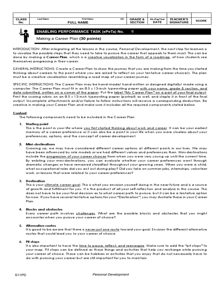 My Career Plan Assignment Guide | PDF | Rubric (Academic) | Cognition