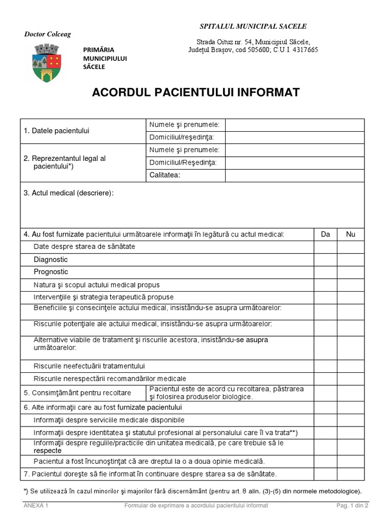 Acordul Pacientului Informat PDF | PDF