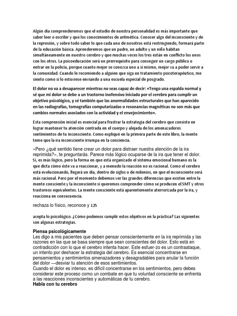 Resumen Libro DR Sarno PDF Dolor Ira