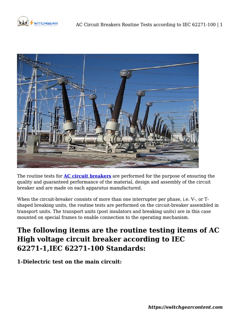 AC Circuit Breakers Routine Tests According To IEC 62271-100 | PDF ...