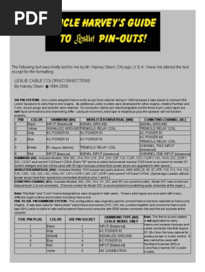Uncle Harvey's Guide To Leslie Pin-Outs | PDF | Electrical